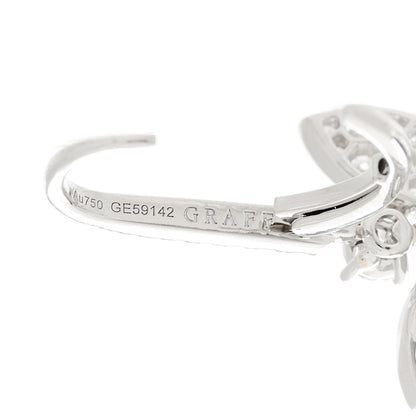 Graff 18K White Gold Diamond Pave Mini Butterfly Drop Earrings 4 of 5