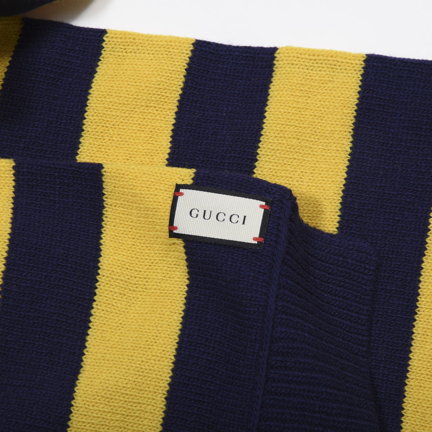 Wool Tricot Striped Snake Scarf Midnight Blue Yellow