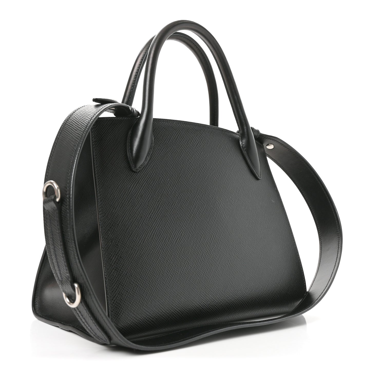 Saffiano Cuir Calfskin Small Monochrome Top Handle Tote Black
