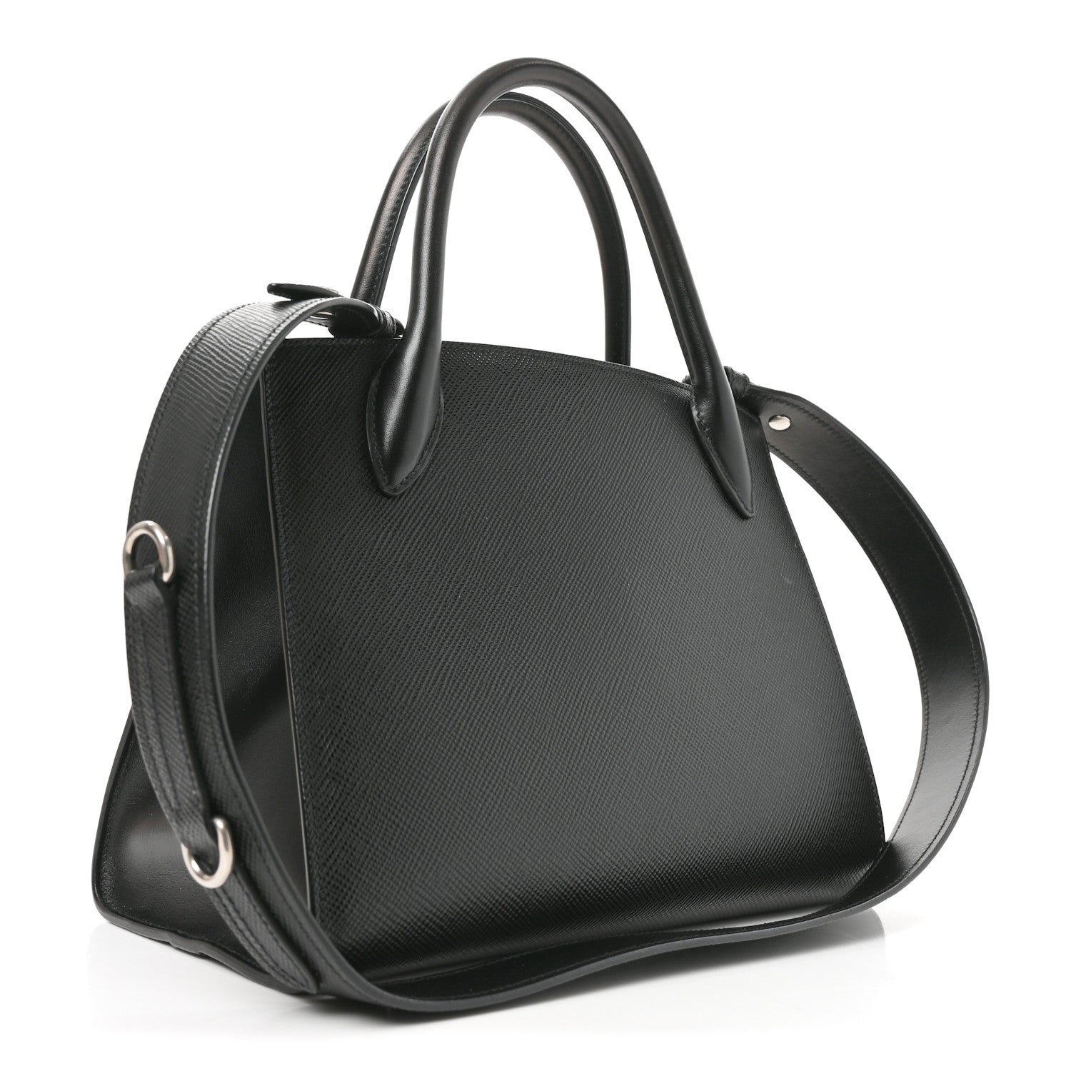 Prada Saffiano Cuir Calfskin Small Monochrome Top Handle Tote Black 3 of 9