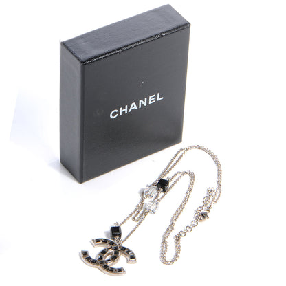 Chanel Swarovski Crystal Large CC Double Strand Necklace Black 5 of 5