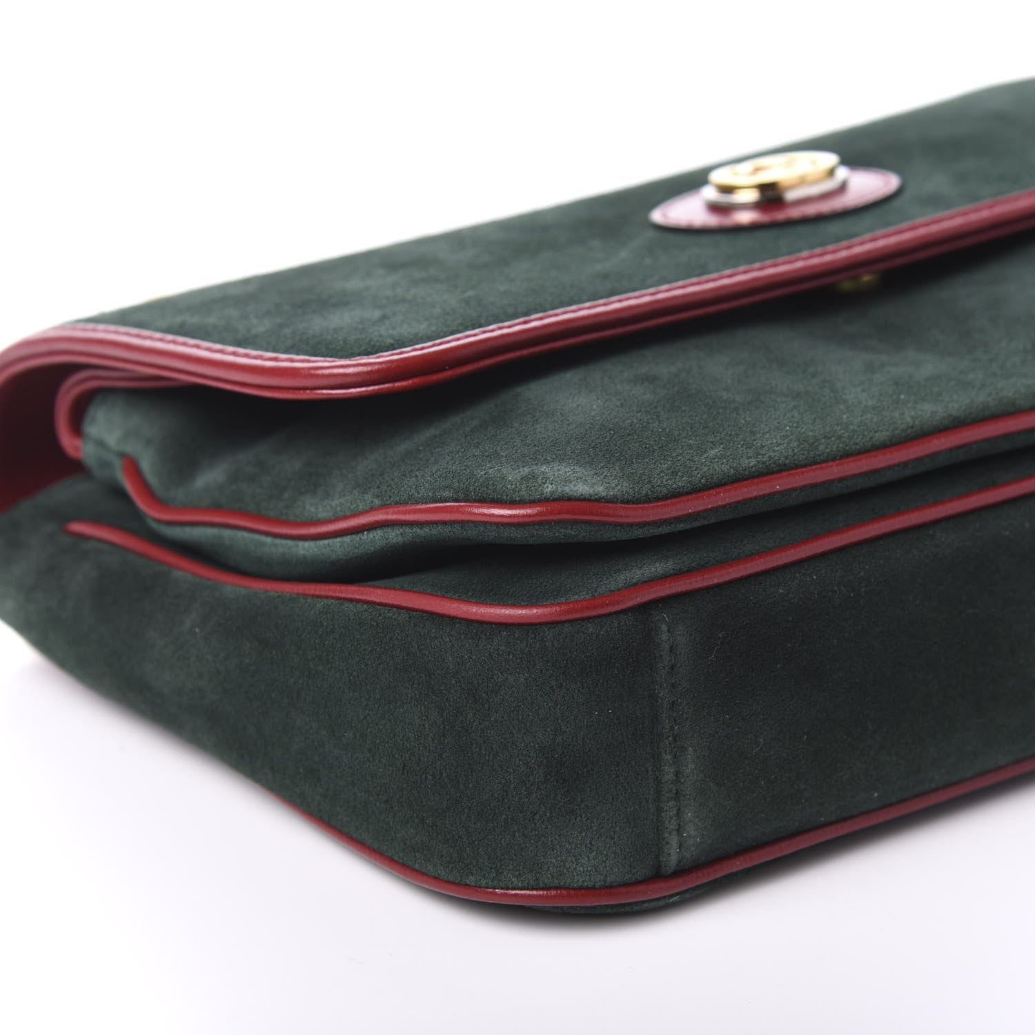 Gucci Suede Azalea Calfskin Small Marina Chain Shoulder Bag Green Red 6 of 10