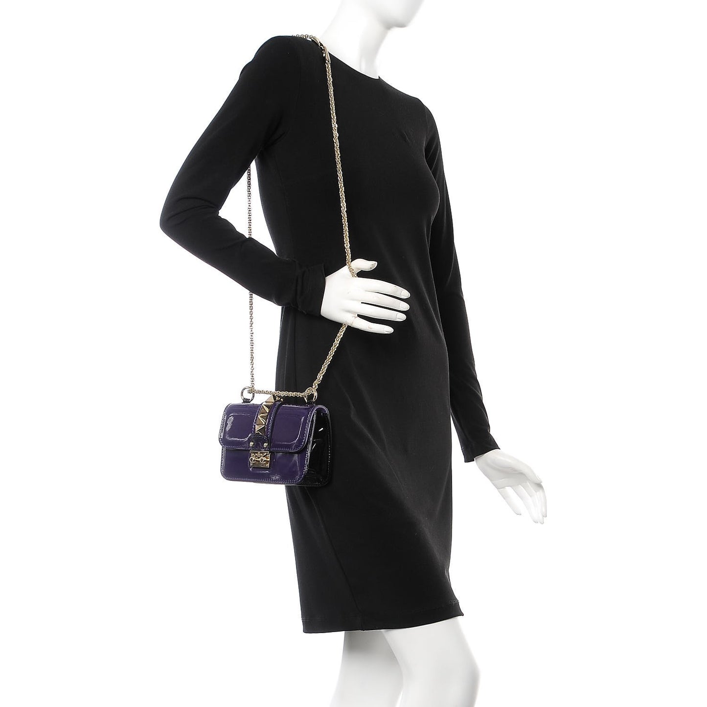 Patent Mini Glam Lock Rockstud Flap Purple