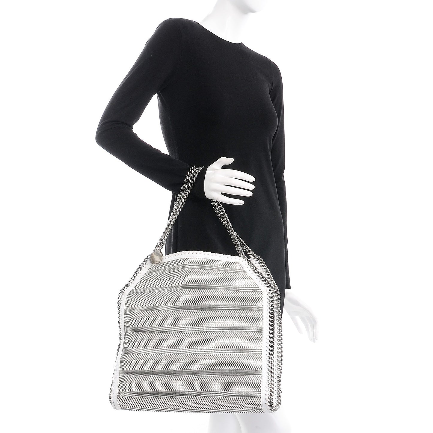 Woven Moire Falabella Tote Pure White