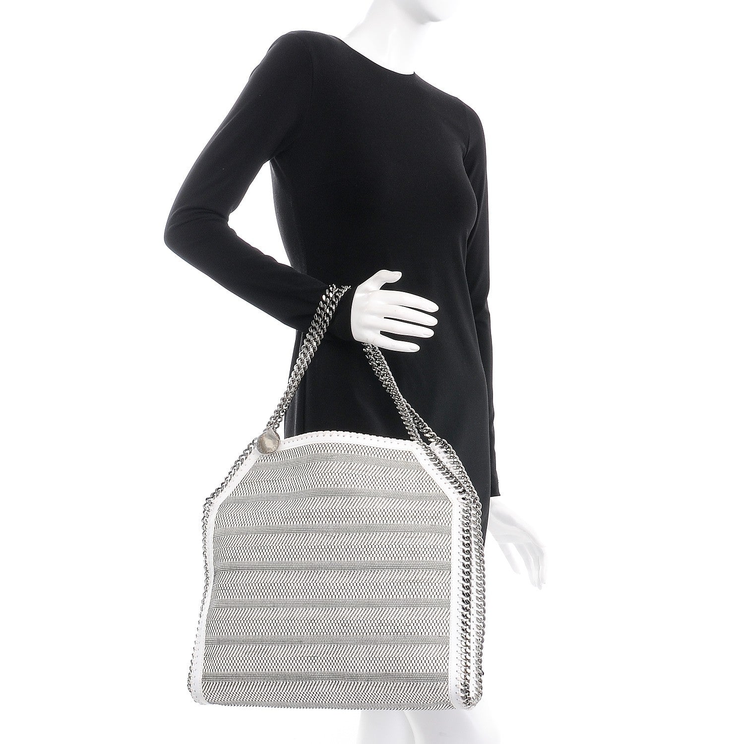 Stella McCartney Woven Moire Falabella Tote Pure White 2 of 10