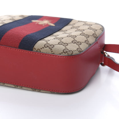 Gucci Monogram GG Supreme Web Small Webby Bee Shoulder Red 9 of 10