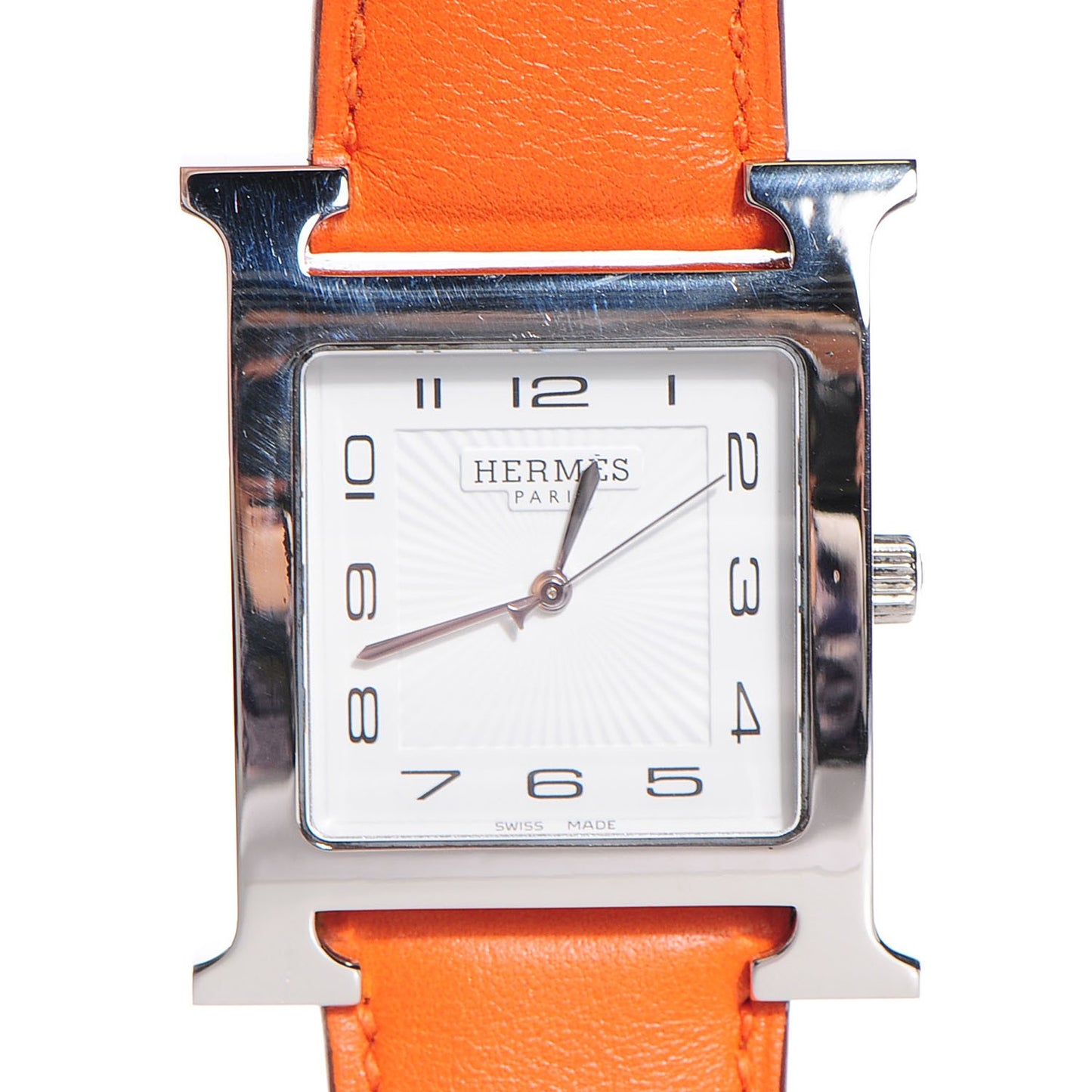 Stainless Steel Swift 30.5mm Heure H Hour Quartz Watch Orange
