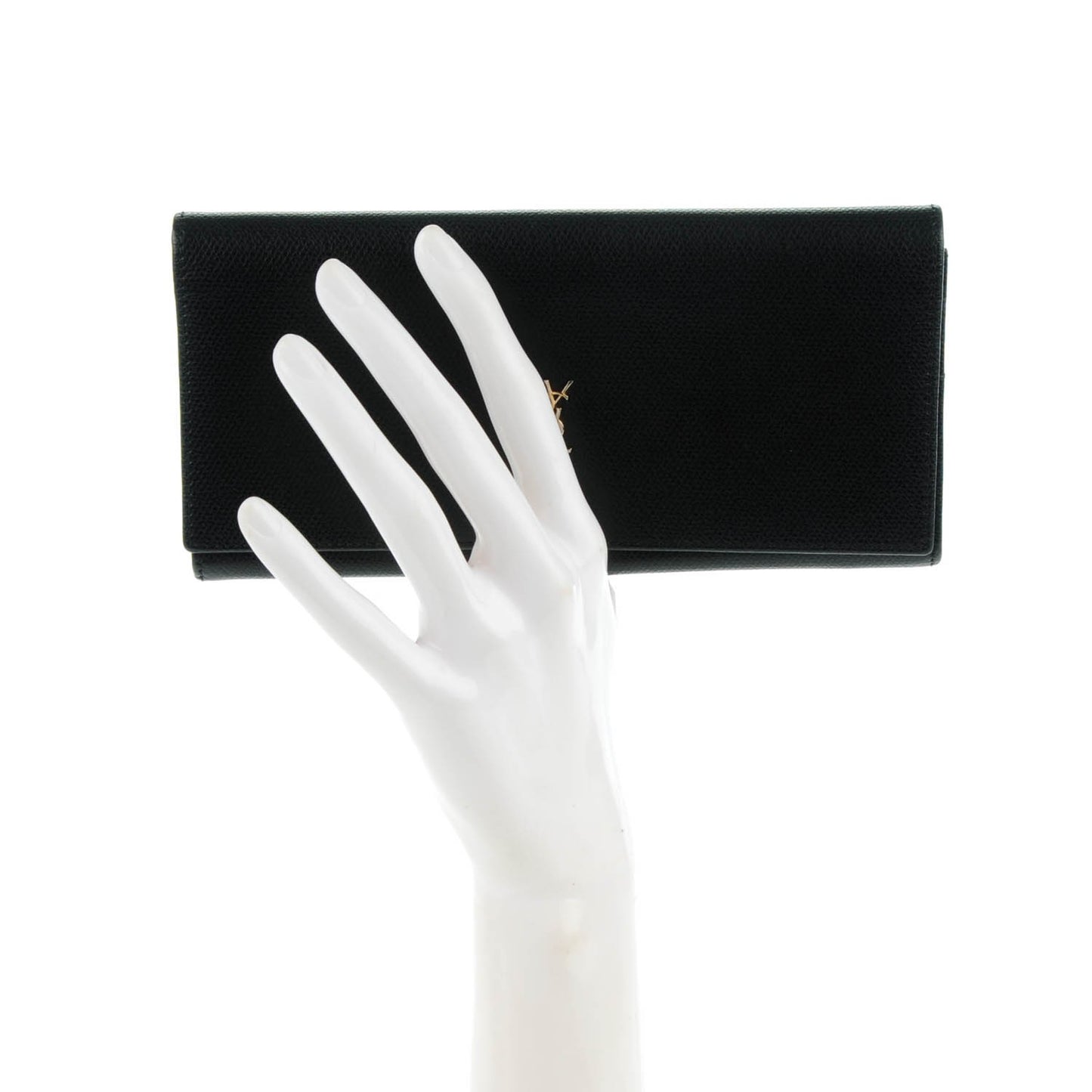 Vintage Textured Calfskin Continental Flap Wallet Black