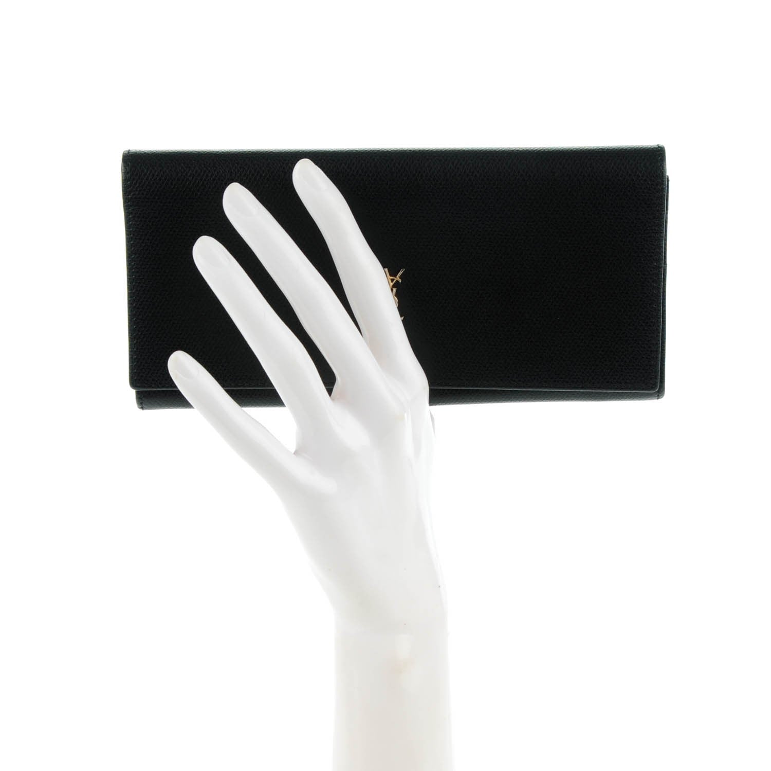 Saint Laurent Vintage Textured Calfskin Continental Flap Wallet Black 2 of 7