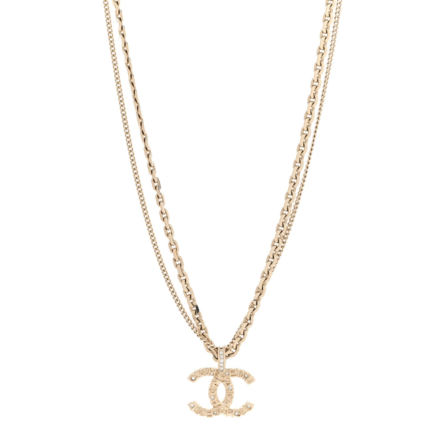 Chanel Crystal CC Multi Strand Chain Necklace Gold 1 of 7