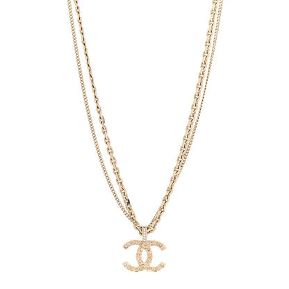 Chanel Crystal CC Multi Strand Chain Necklace Gold 1 of 7