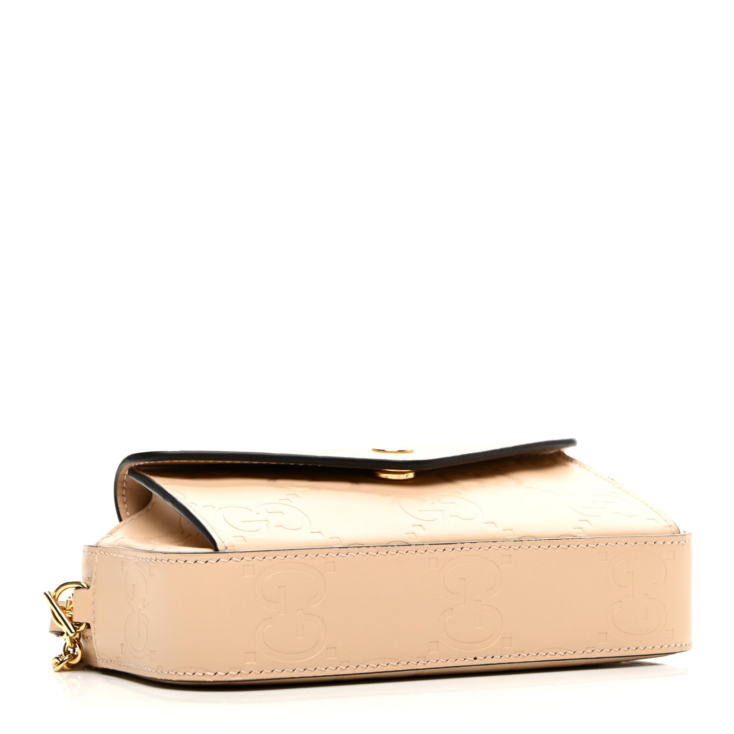 Gucci Calfskin GG Super Mini Debossed Chain Wallet Light Beige 4 of 10