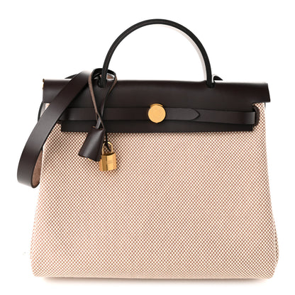 Hermes Vache Hunter Criss Viking Herbag Zip Retourne 31 PM Ebene Ecru Beige 1 of 11