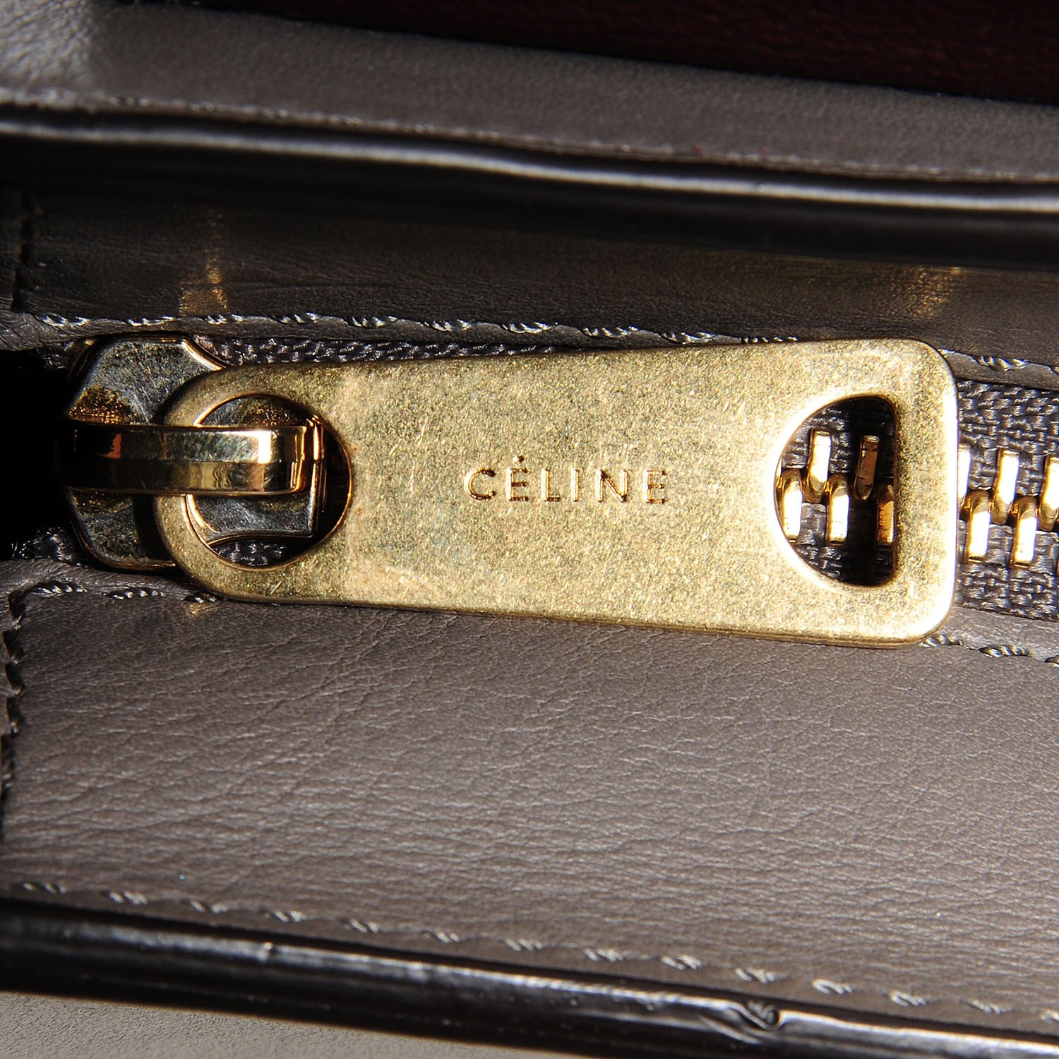 Celine Nubuck Crocodile Embossed Medium Trapeze Grey 10 of 10