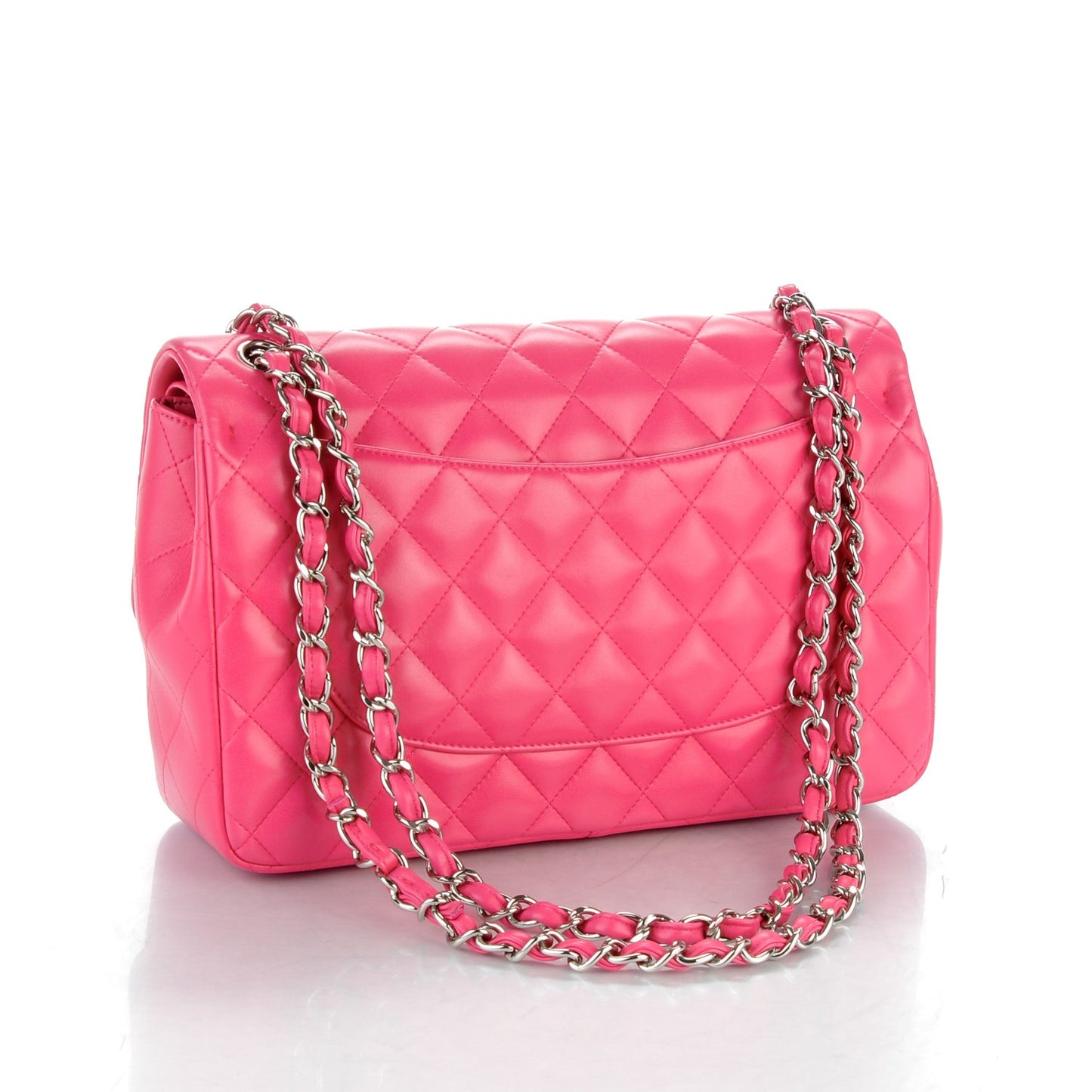 Lambskin Quilted Jumbo Double Flap Dark Pink