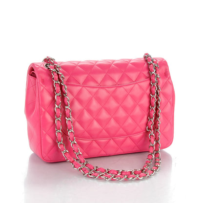 Chanel Lambskin Quilted Jumbo Double Flap Dark Pink 3 of 7