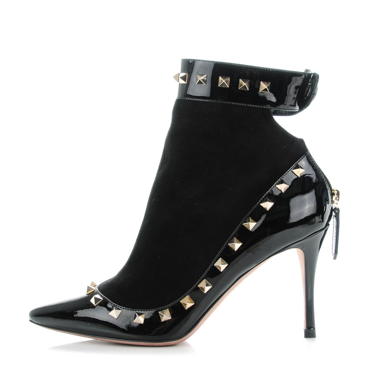 Patent Suede Rockstud Ankle Booties 38 Black