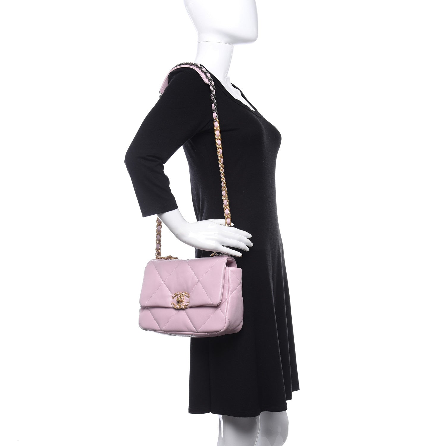Chanel Lambskin Quilted Medium Chanel 19 Flap Light Pink 2 of 9