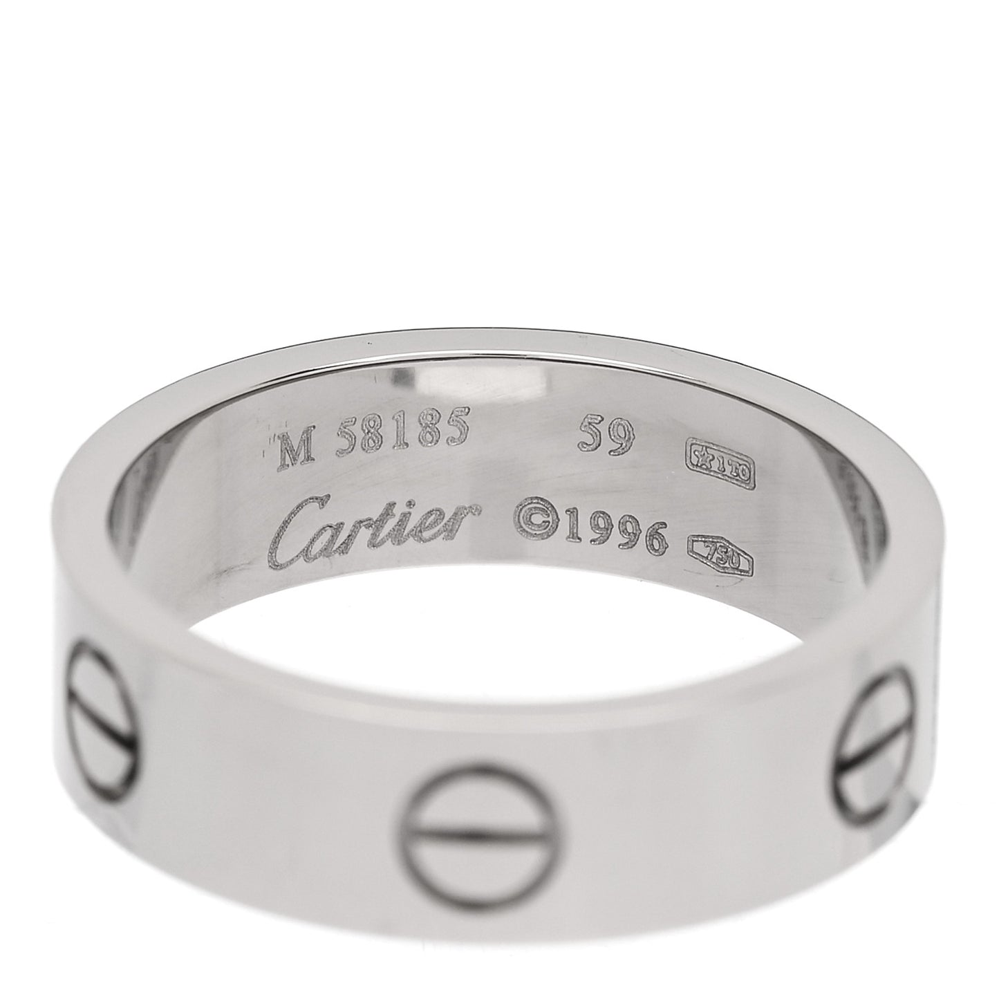 18K White Gold 6mm LOVE Ring 59 8.75