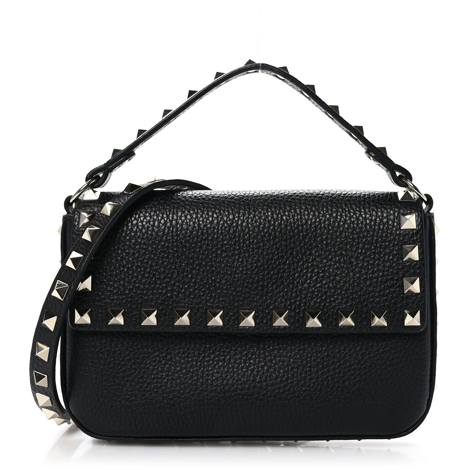 Valentino Garavani Grainy Calfskin Rockstud Crossbody Pouch Black 1 of 8