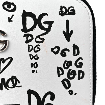 Dolce & Gabbana DOLCE & GABBANA Calfskin DG Graffiti Print Top Handle Bag White Black 12 of 13