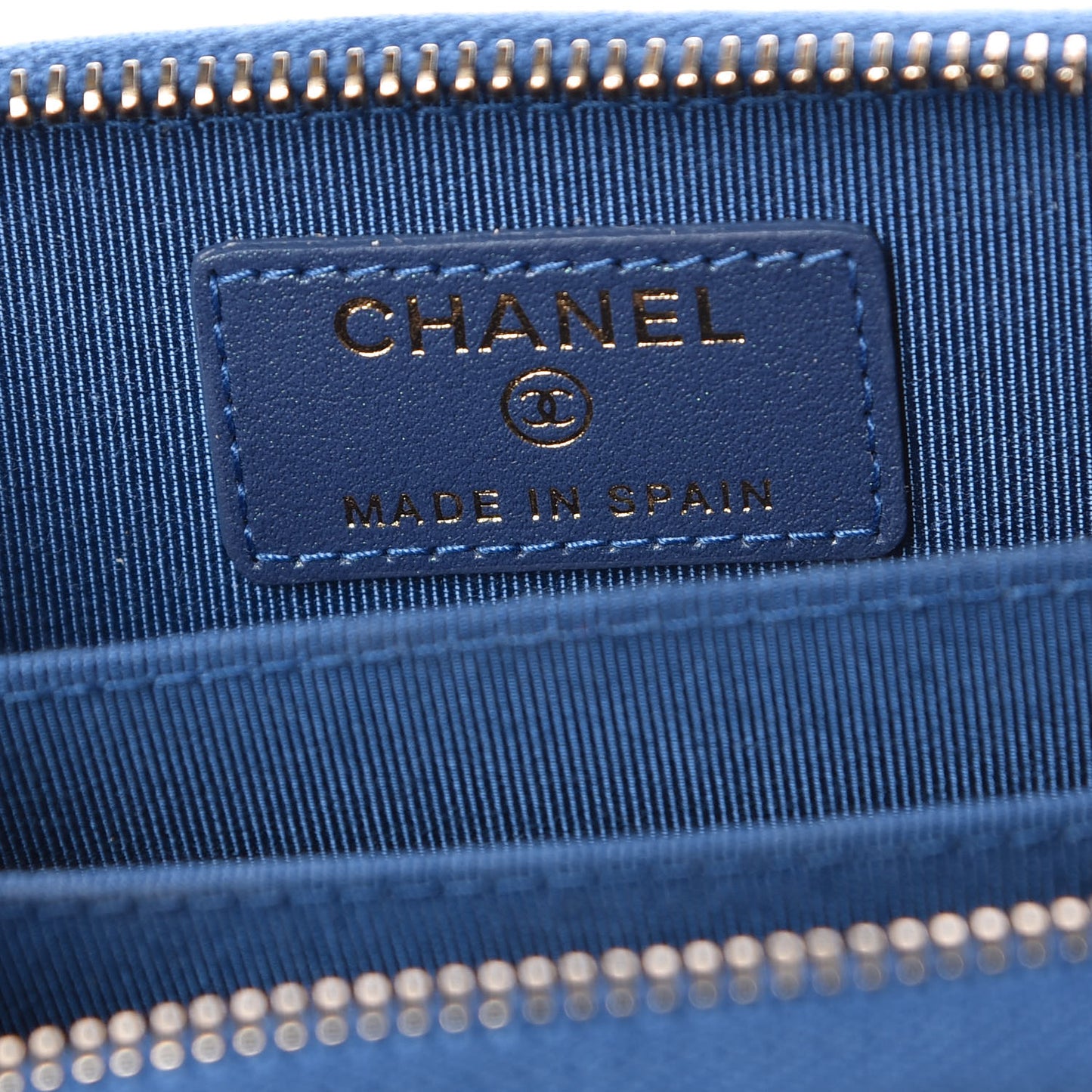 Metallic Caviar Quilted Zip Coin Purse Dark Blue