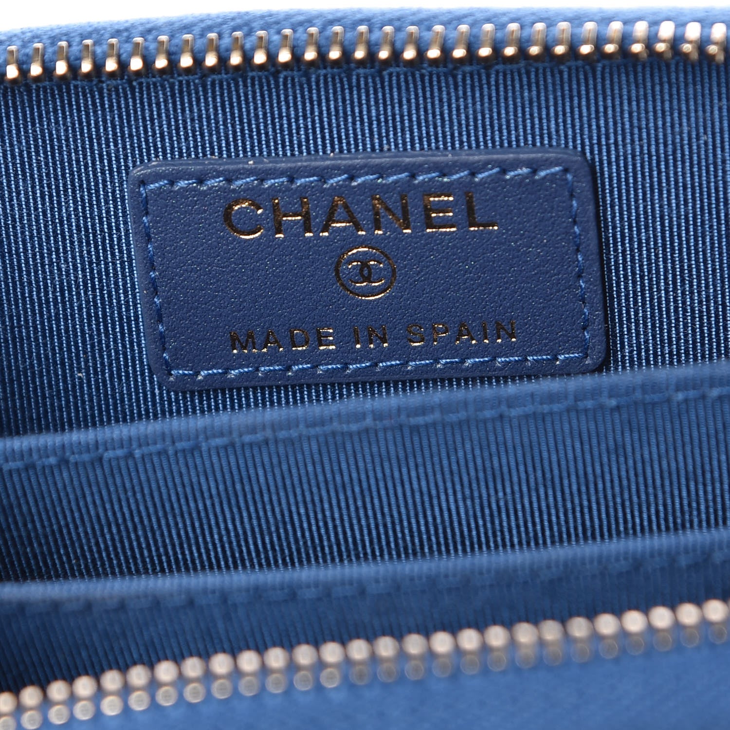 Chanel Metallic Caviar Quilted Zip Coin Purse Dark Blue 6 of 8