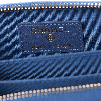 Chanel Metallic Caviar Quilted Zip Coin Purse Dark Blue 6 of 8