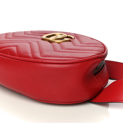 Gucci Calfskin Matelasse GG Marmont Belt Bag 85 34 Hibiscus Red 10 of 14