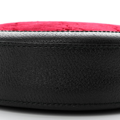 Gucci Velvet GG Monogram Textured Calfskin Round Shoulder Bag Red Cipria Black 9 of 10