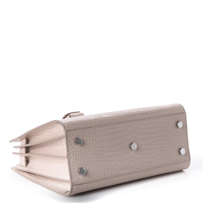 Saint Laurent Calfskin Crocodile Embossed Baby Sac De Jour Rose Antic 4 of 12