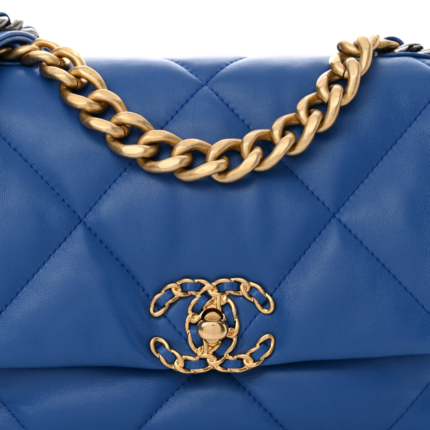 Chanel Lambskin Quilted Medium Chanel 19 Flap Blue 8 of 11
