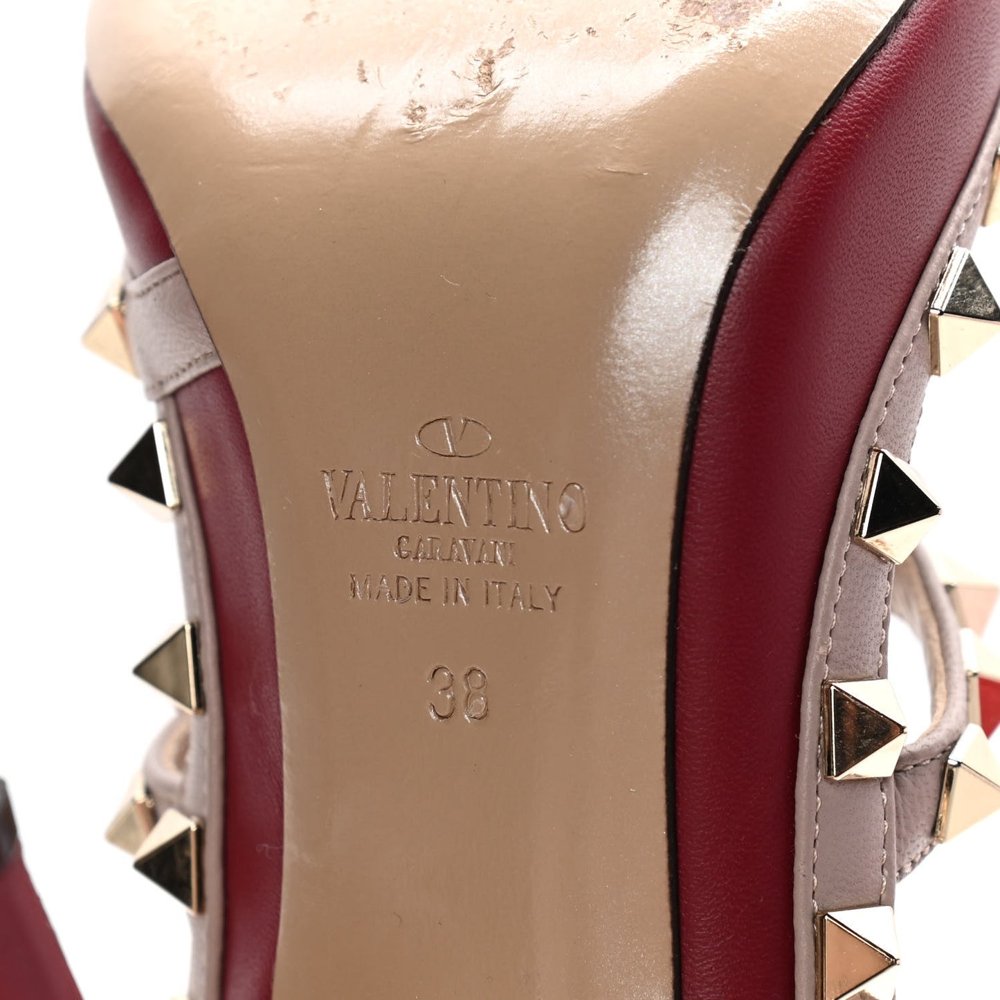Nappa Rockstud Ankle Strap 100mm Pumps 38 Rubino Poudre