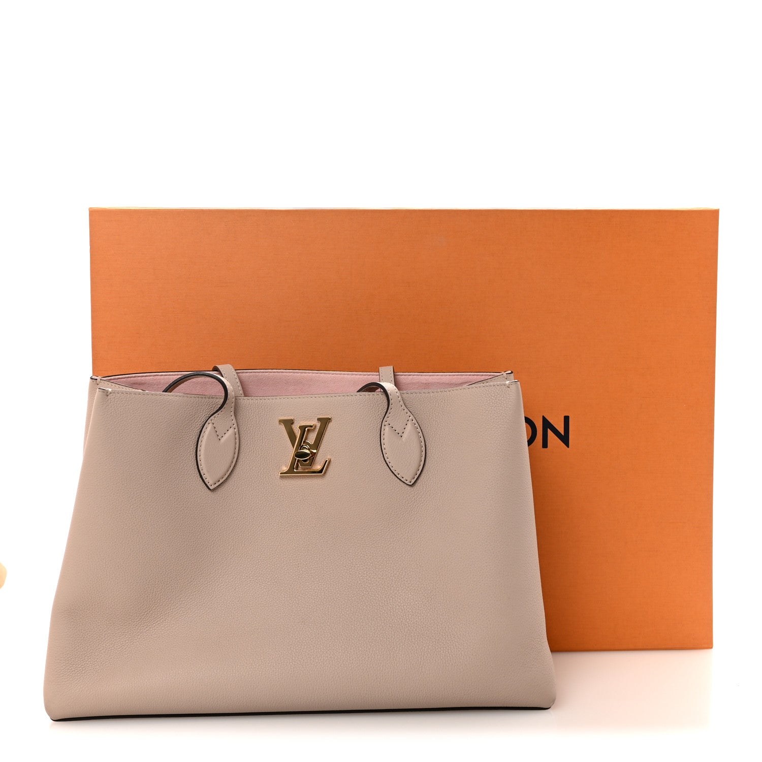 Louis Vuitton Grained Calfskin Lockme Shopper Greige 10 of 10