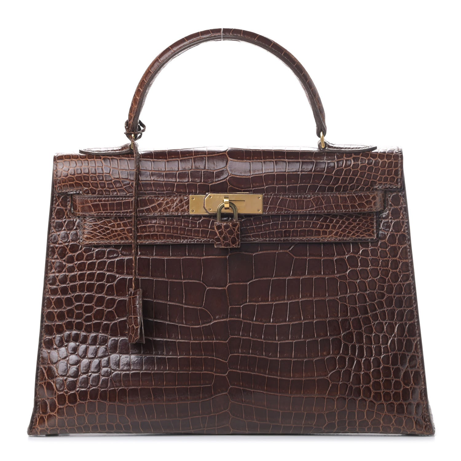 Hermes Shiny Crocodile Kelly Sellier 32 Havane 1 of 13