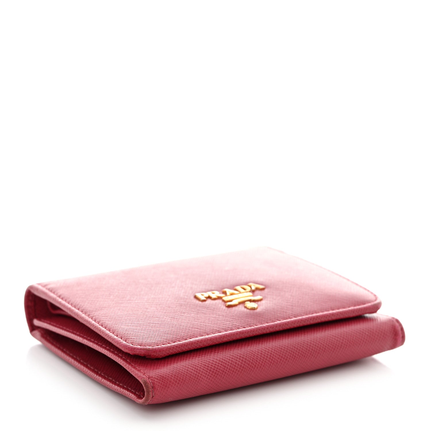 Prada Saffiano Metal French Flap Compact Wallet Peonia 4 of 12