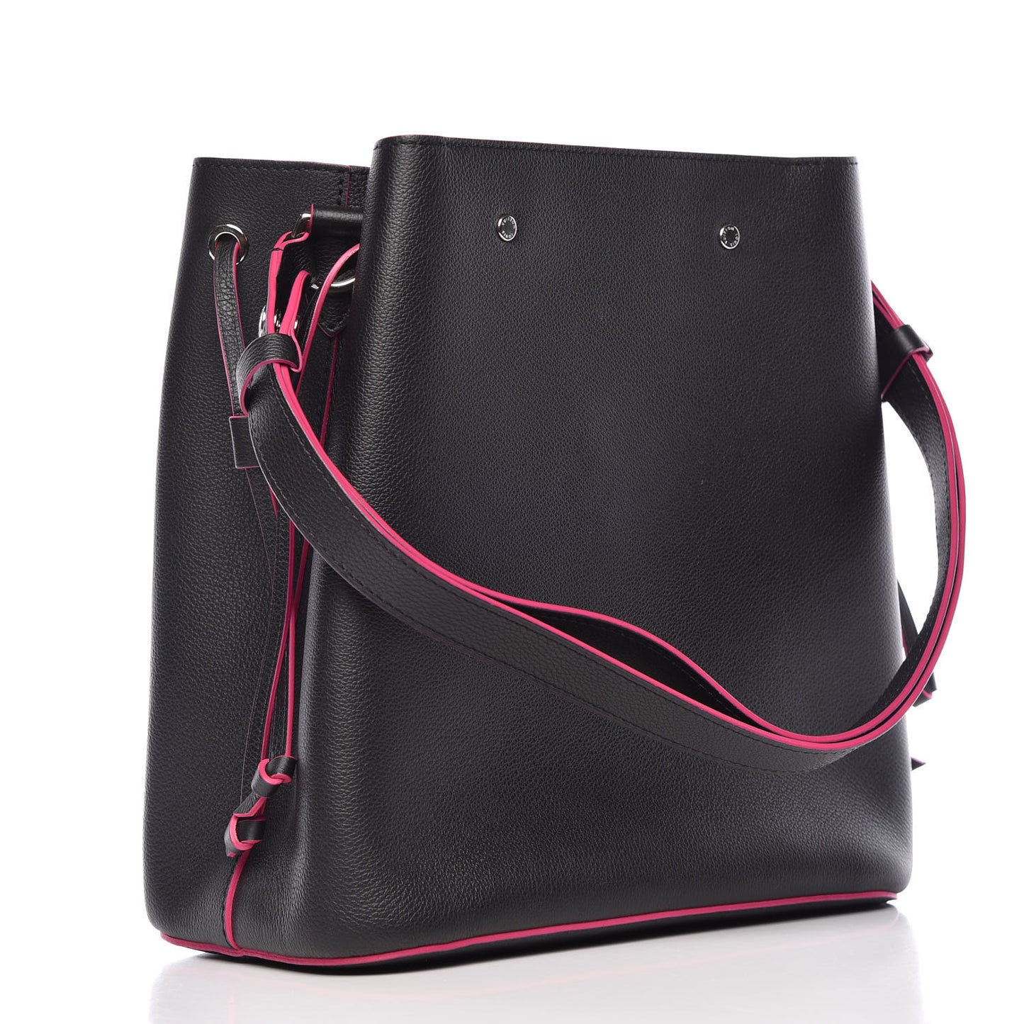 Calfskin Lockme Bucket Black