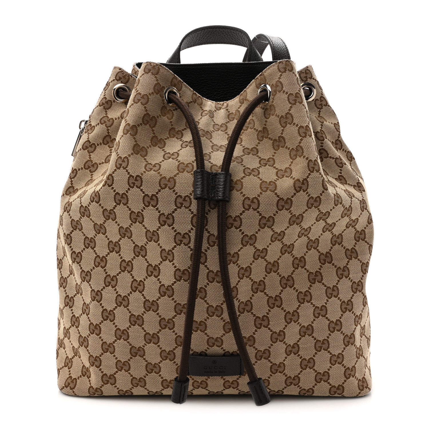 Gucci Monogram Dollar Calfskin O Drawstring Backpack Beige Ebony Testa di Moro Dark Chocolate 1 of 10