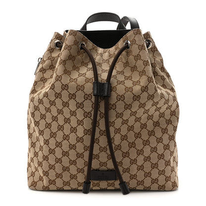 Gucci Monogram Dollar Calfskin O Drawstring Backpack Beige Ebony Testa di Moro Dark Chocolate 1 of 10