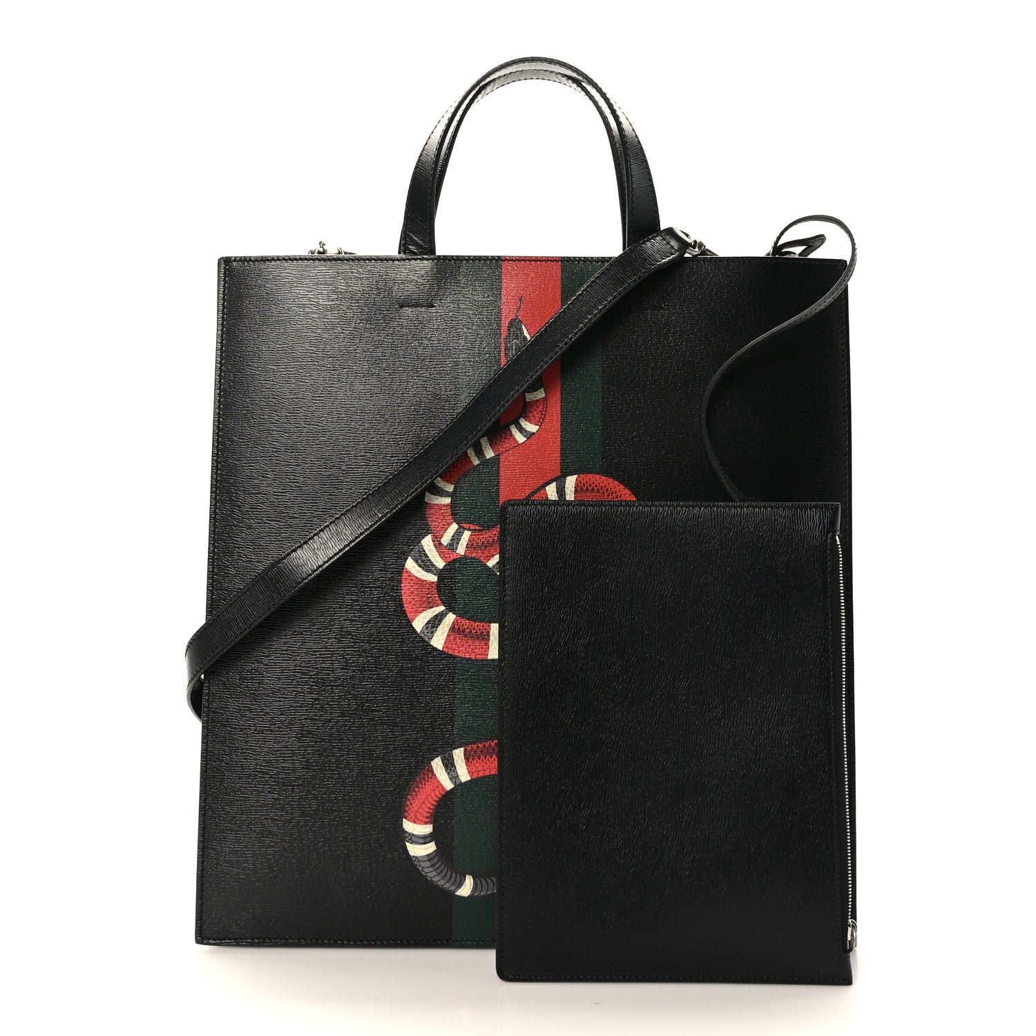 Gucci Calfskin Kingsnake Print Vertical Tote Black 1 of 10