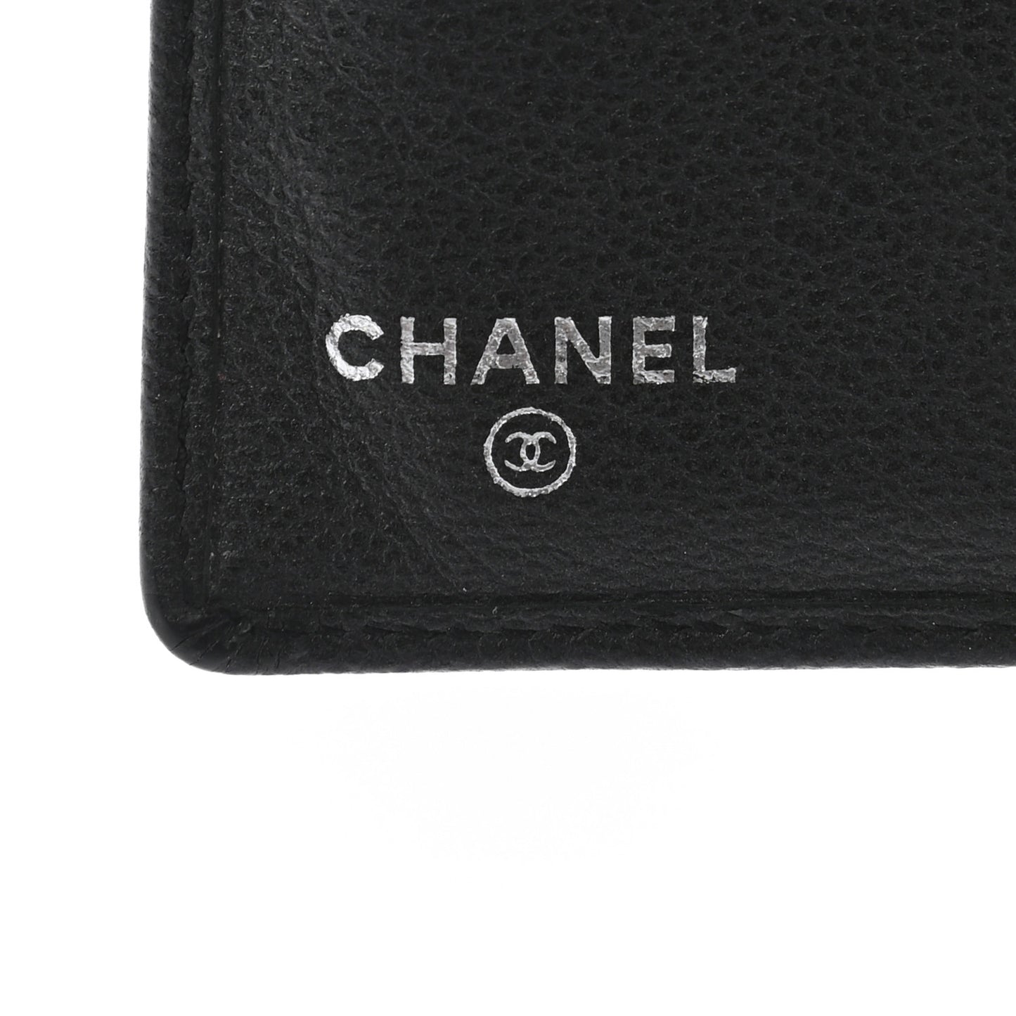 Goatskin Camellia Embossed Yen Wallet Black
