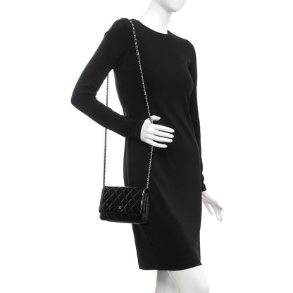 Chanel Patent Quilted Wallet On Chain WOC Black 2 of 8