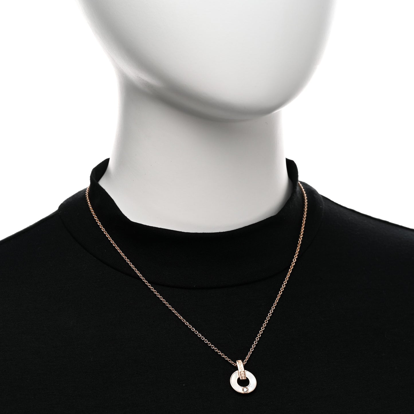 18K Rose Gold Diamond Mother of Pearl Openwork Pendant Necklace