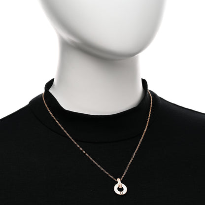 Bulgari 18K Rose Gold Diamond Mother of Pearl Openwork Pendant Necklace 2 of 4
