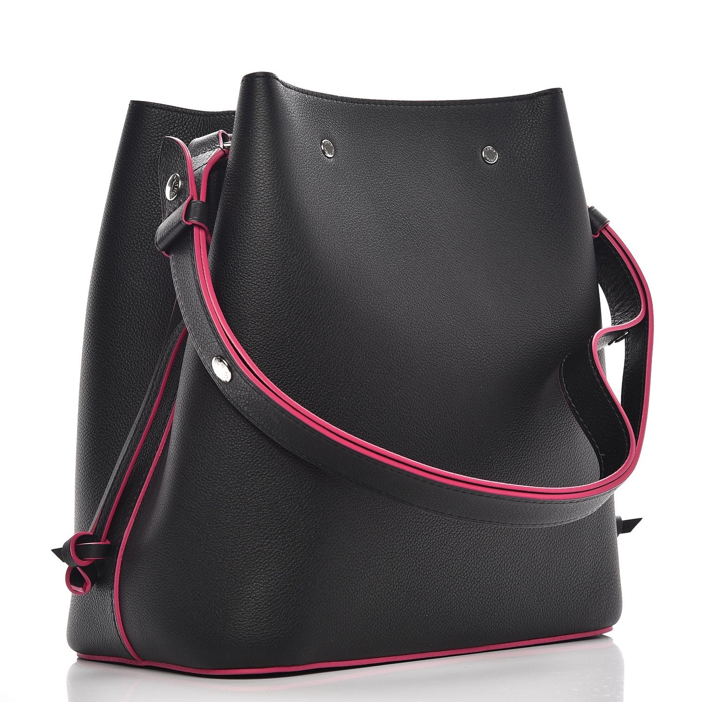 Calfskin Lockme Bucket Black