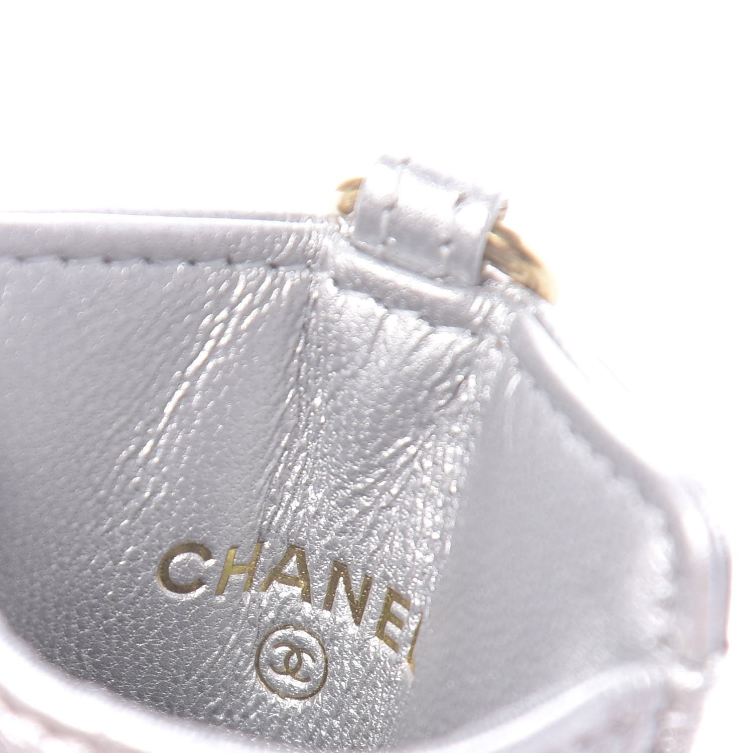Chanel Metallic Goatskin Quilted 19 Card Holder On Chain Silver 6 of 9