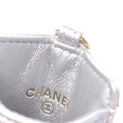 Chanel Metallic Goatskin Quilted 19 Card Holder On Chain Silver 6 of 9