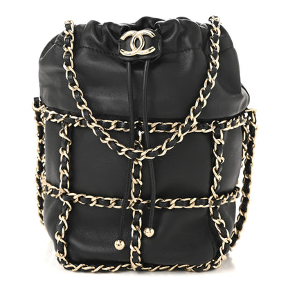 Chanel Lambskin Bucket Chain Drawstring Bag Black 1 of 10