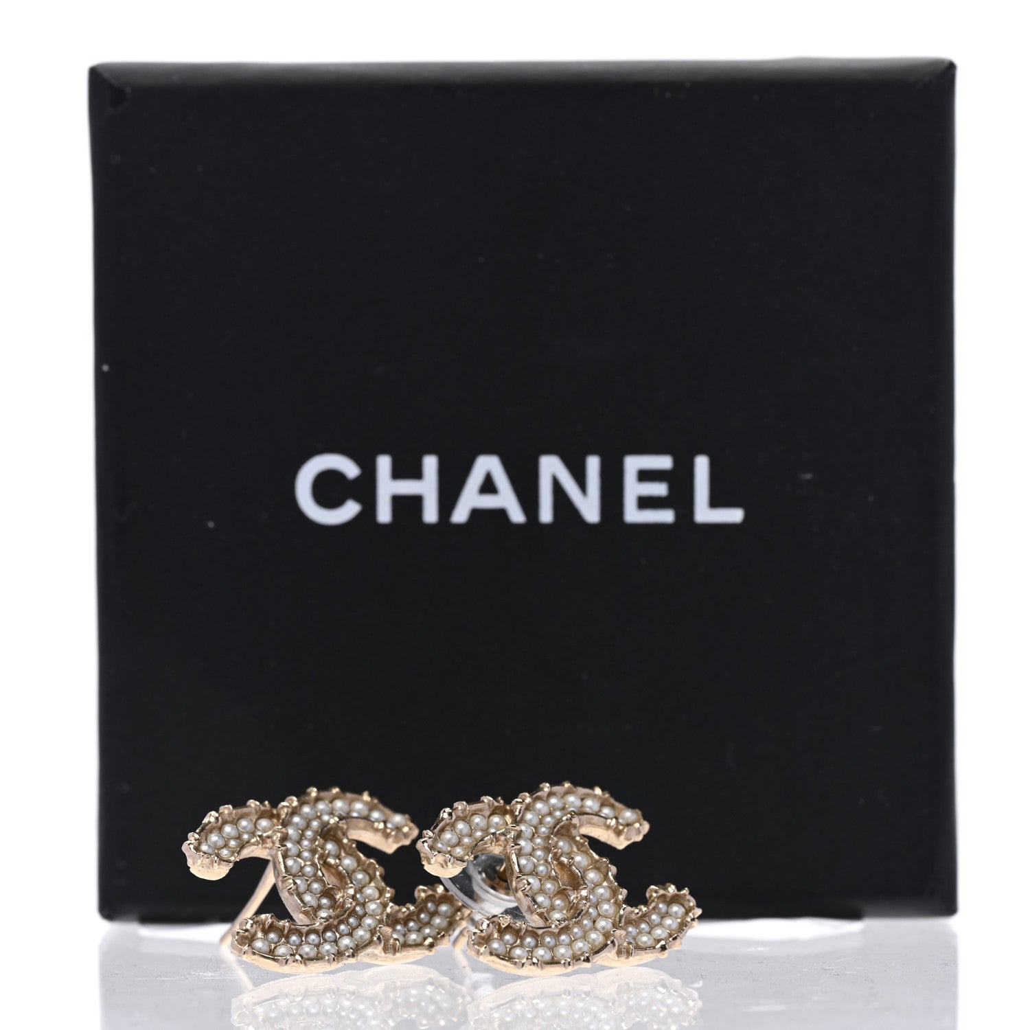Chanel Pearl CC Camellia Express Stud Earrings Gold 5 of 5