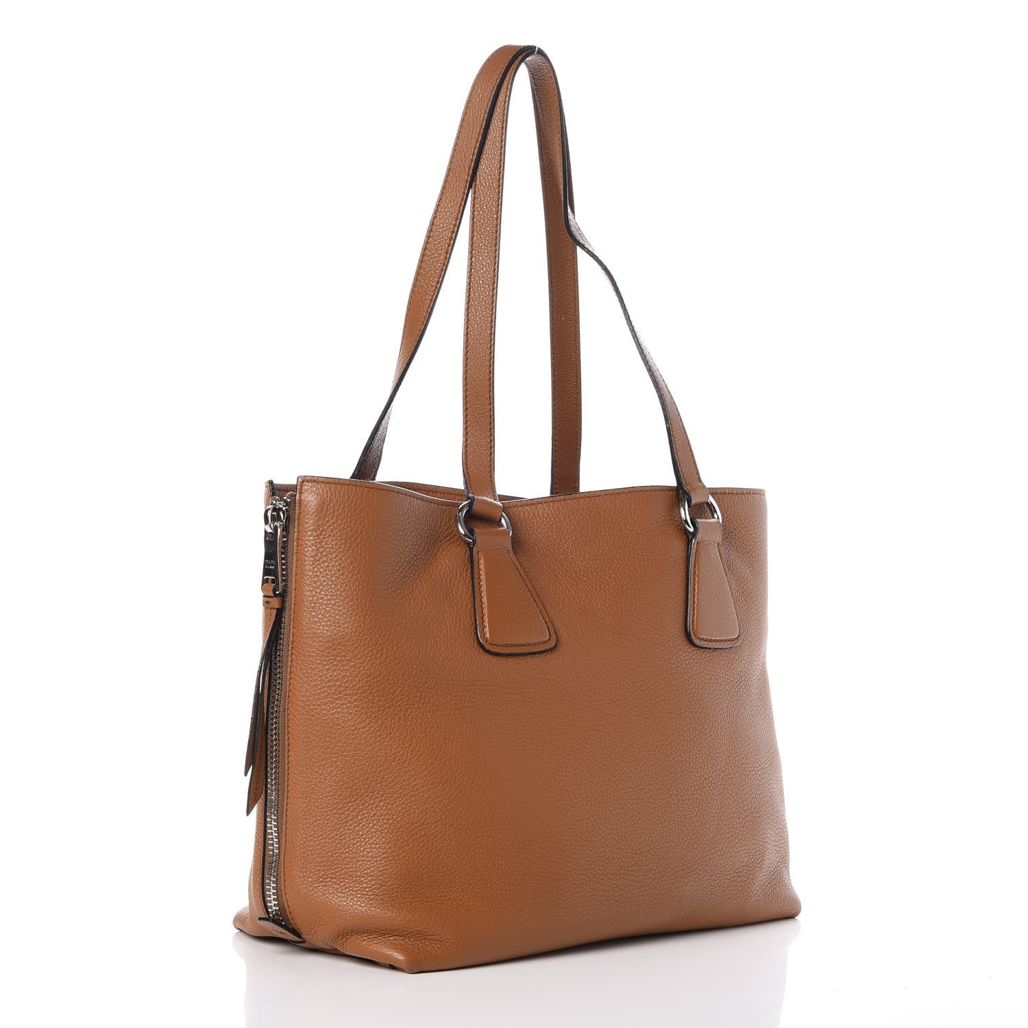 Prada Vitello Daino Side Zip Tote Cannella 3 of 8